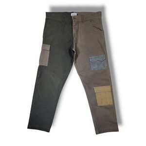 STRAWBERRY Brown and Green Canvas Cargo Pants Men's Large (38x31)